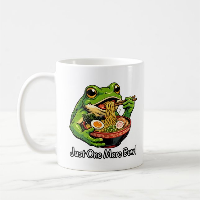 Söt groda som äter nudlar kaffemugg (Vänster)