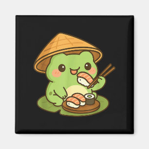 Söt groda som äter sushi anime japanska män kvinno magnet