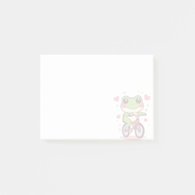 Söt groda som cyklar | Roligt present till grodäls Post-it Block (Framsida)