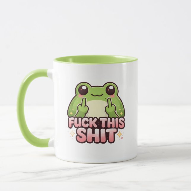 Söt groda som vänder uppåt med två fingrar Kawaii  Mugg (Vänster)
