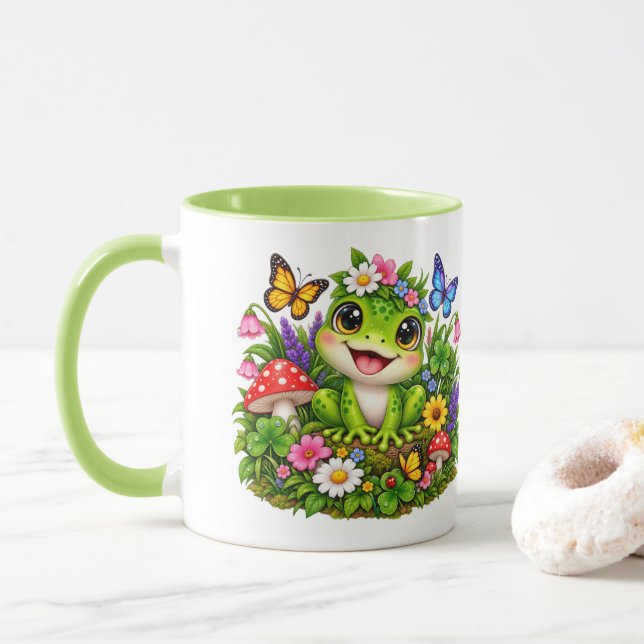Söt Groda Vildblomma Stugträdgård Whimsical  Mugg (Med munk)