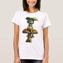 Söt grodflicka som sitter på svamp T-shirt