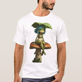 Söt grodflicka som sitter på svamp T-shirt