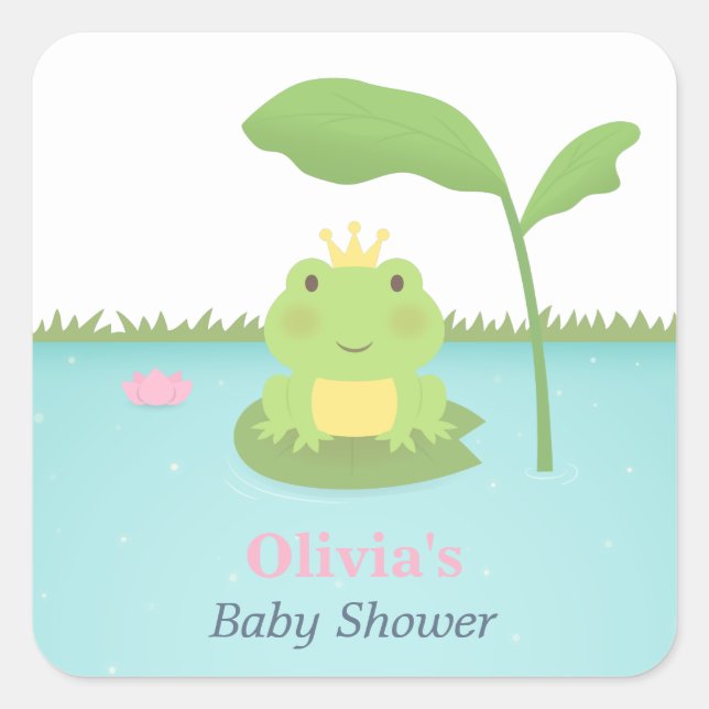 Söt Grodfurste Pojke Bebis Shower Etiketter (Framsida)