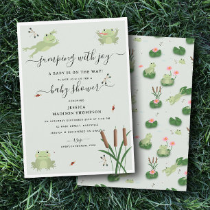 Söt grodors lillypond könsneutrala baby shower inbjudningar