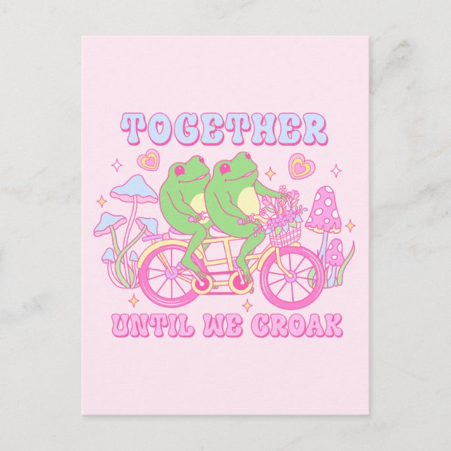 Söt Grodpar - Tillsammans Tills Vi Dör Vykort (Framsida)
