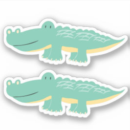 Söt Grön Alligator Pojke Kul Djur Klistermärken