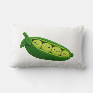 Söt grön ärtbalja kudde design – Kawaii grönsak