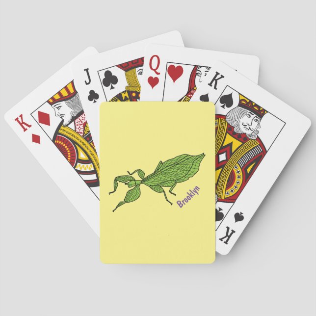 Söt grön bladstekel tecknad illustration casinokort (Baksidan)