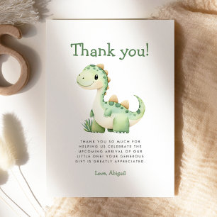Söt Grön Dinosaurie Baby Shower Tacksamhetskort Inbjudningar