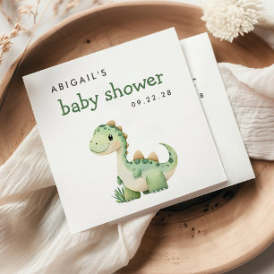 Söt Grön Dinosaurie Bebis Shower Pappersservett