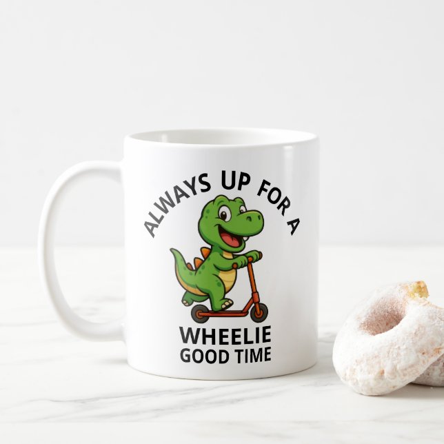 Söt Grön Dinosaurie Kaffemugg (Med munk)