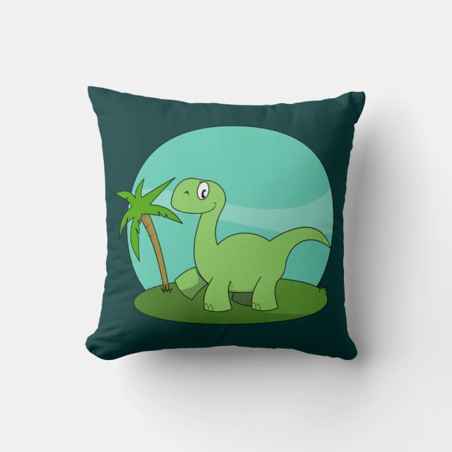 Söt Grön Dinosaurie Kudde (Framsida)