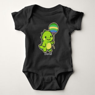 Söt Grön Dinosaurie med Ballong - Barn T Shirt