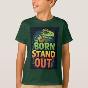 Söt Grön Dinosaurie Med Fet Typografi T Shirt