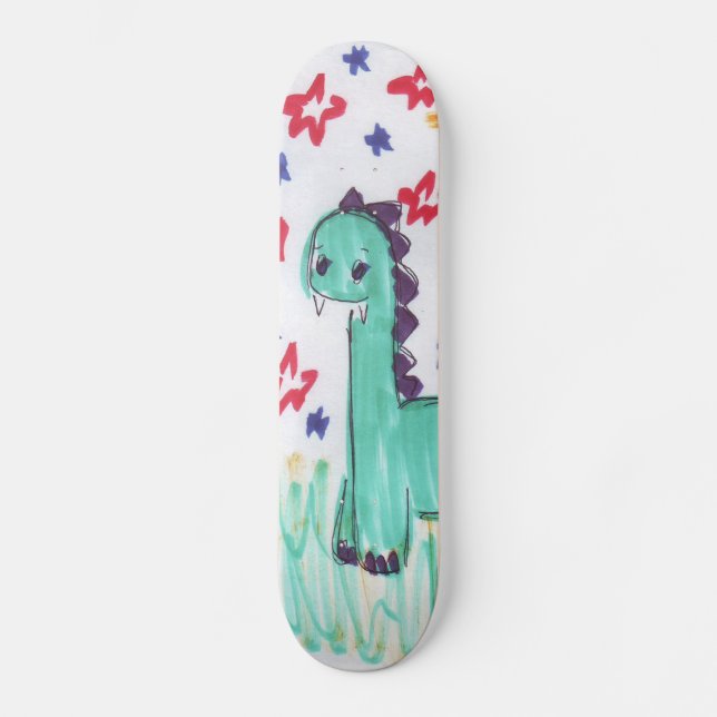 Söt grön dinosaurie skiss skateboard Pro Bräda 20,5 Cm (Framsida)