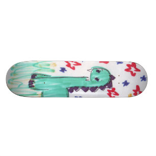 Söt grön dinosaurie skiss skateboard Pro Bräda 20,5 Cm
