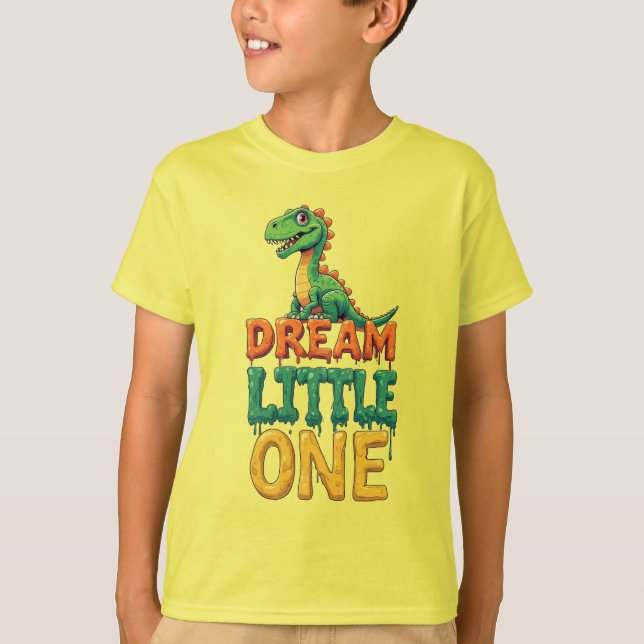 Söt Grön Dinosaurie T Shirt (Framsida)