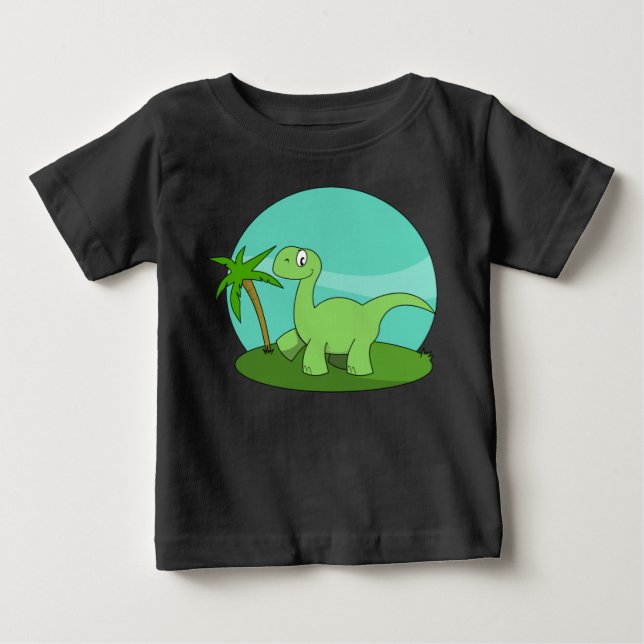 Söt Grön Dinosaurie T-shirt (Framsida)