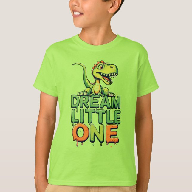 Söt Grön Dinosaurie T Shirt (Framsida)