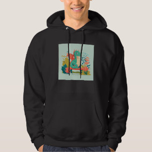 Söt grön drake som sitter på bänk i en trädgård fö hoodie