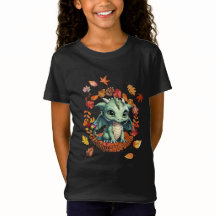 Söt grön drakedesign med “Autism Awesome Autumn”