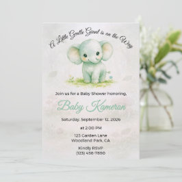 Söt grön elefant neutral baby shower-inbjudan inbjudningar