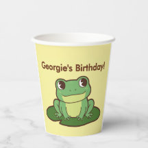 Söt grön födelsedagsfest pappersmugg för grodor