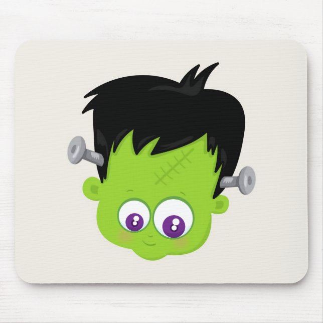 Söt grön Frankensteins monster-ansikte Halloween Musmatta (Framsidan)