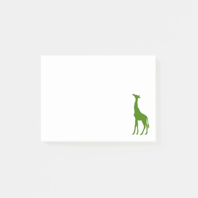 Söt grön giraffsilhuett post-it block (Framsida)