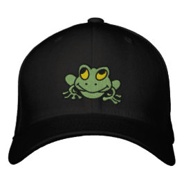Söt Grön Groda Broderad Hatt Keps