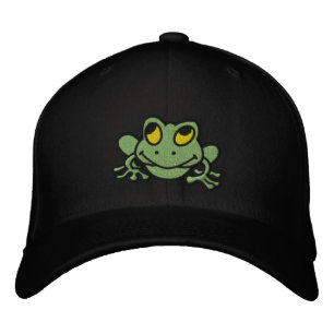 Söt Grön Groda Broderad Hatt Keps