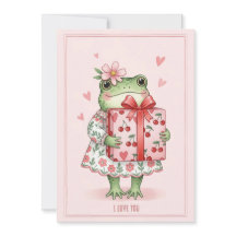 Söt Grön Groda i Blommig Klänning