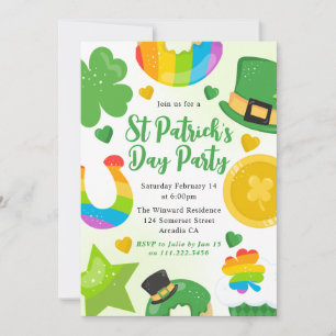 Söt Grön, Guld och Regnbåge St Patrick's Day Inbjudningar