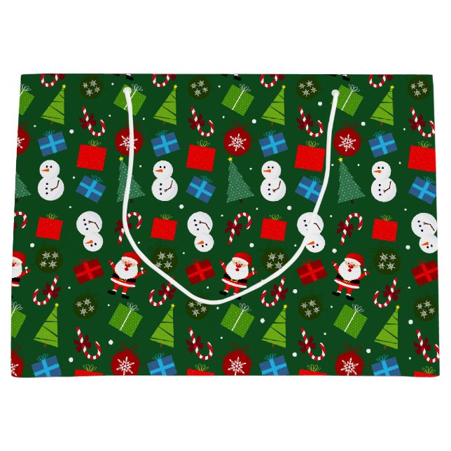 Söt grön jul tomte & snömannen mönster (Framsidan)