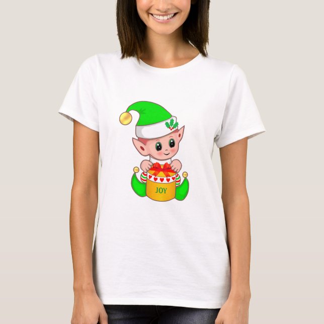 Söt grön jul tomte t shirt (Framsida)