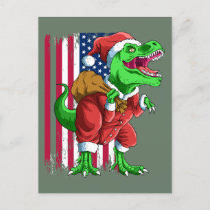 Söt Grön Jul Tomte TRex Tyrannosaurus Jul Helg Vykort