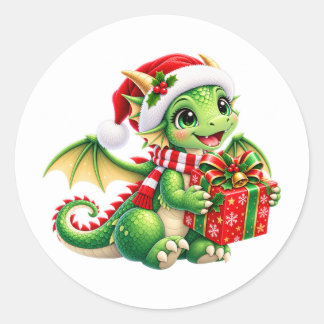 Söt Grön Juldrake Klistermärke
