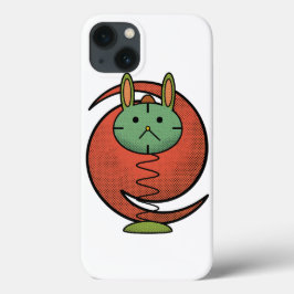 Söt grön katt orange cirkel iPhone / iPad-fodral