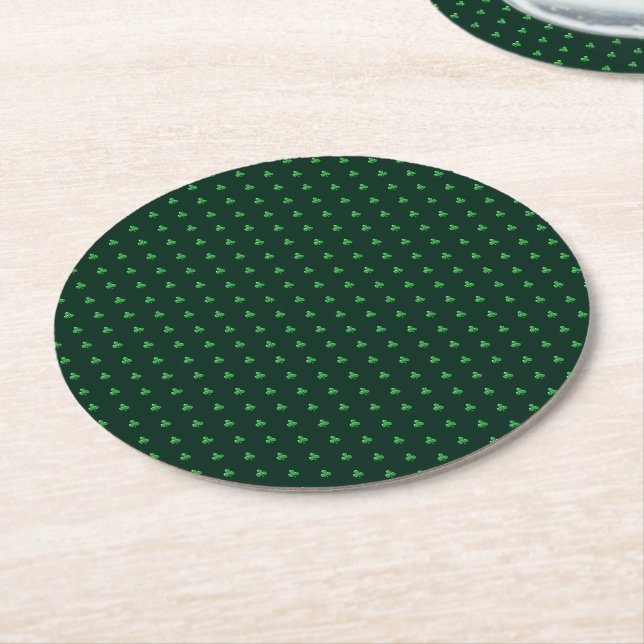 Söt grön klöver Shamrock-mönster modern chic Underlägg Papper Rund (Vinklad)