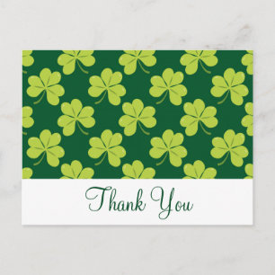 Söt grön klöver Shamrock-mönster tack Vykort