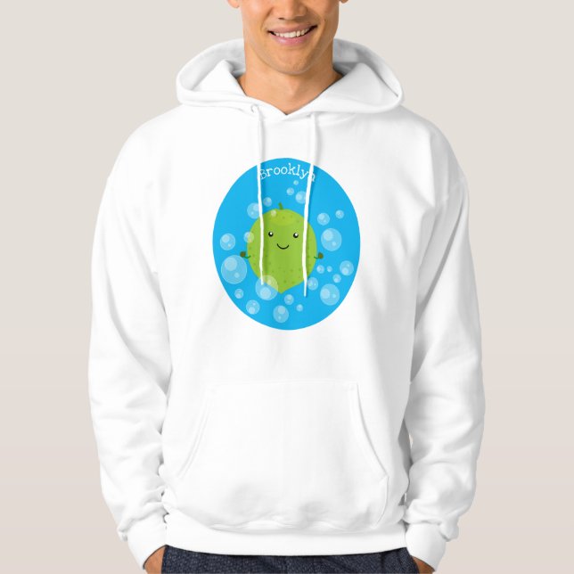 Söt grön lime bubblor serieillustration hoodie (Framsida)