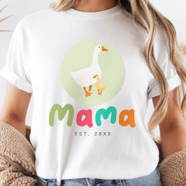 Söt Grön Mamma Gås Neutral Bebis Babyfest T Shirt