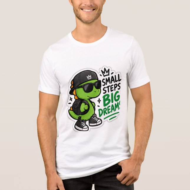 Söt Grön Monster Stor Dröm T-shirt  (Framsida)