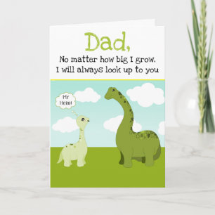 Söt Grön Pappa Dinosaurie Hjälte Tecknad Fars Dag Kort