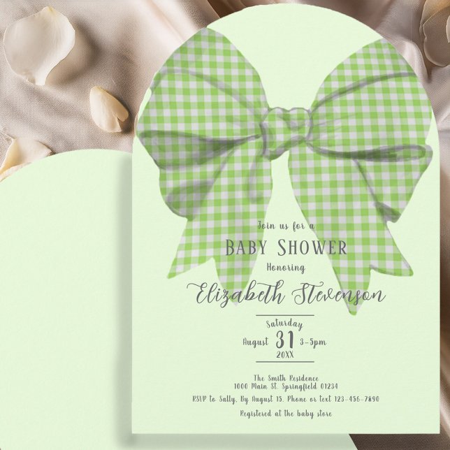 Söt grön rosett Könsneutral baby shower-båge Inbjudningar (Skapare uppladdad)
