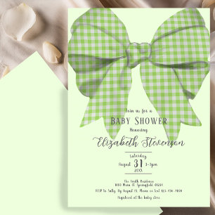 Söt grön rosett könsneutrala baby shower-inbjudan inbjudningar