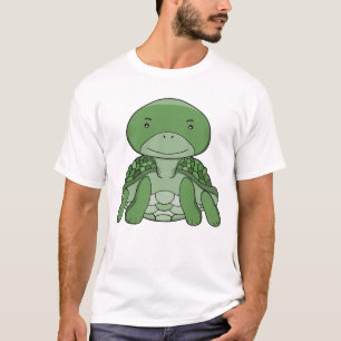 Söt Grön Sköldpadda Bedårande Kawaii Havsdjur  T Shirt