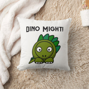 Söt Grön Stegosaurus Tecknad Film med Rolig Dino P Kudde