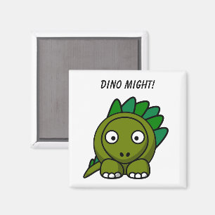 Söt Grön Stegosaurus Tecknad Film med Rolig Dino P Magnet